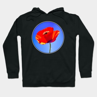 Circular Framed Digital Red Poppy Flower Back Version (MD23Mrl0017) Hoodie